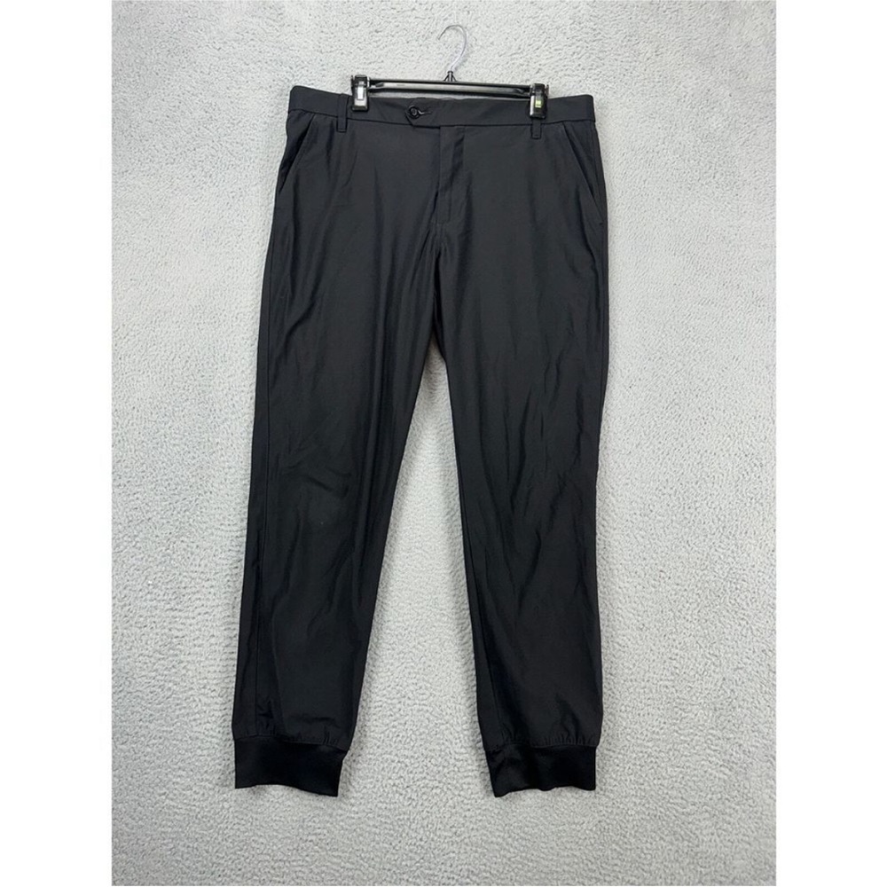Taylor‎ Vintage Pants Mens 36 Luxe Performance Black Jogger Slim Fit Flat Front